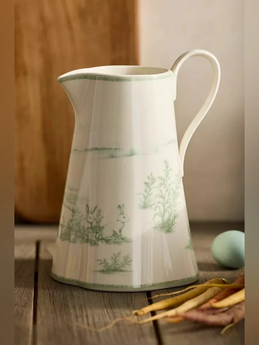 Bunny Toile Stoneware Pitcher | Anthropologie New - Picture 3 of 4